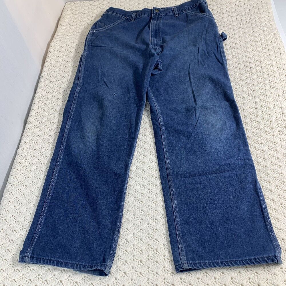 Roebucks Sears WearTuff Vtg Carpenter Jeans Mens Size 36x30 Blue Dark Wash READ